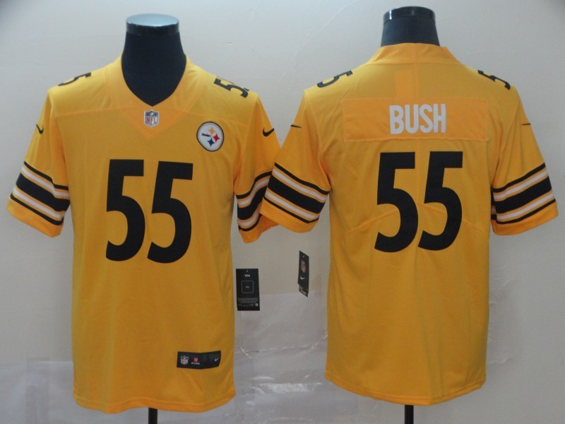 Men's Pittsburgh Steelers Devon Bush Jr. #55 Gold Inverted Team Jersey